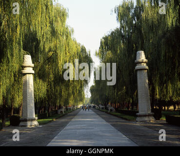 Der Heiligen Straße Pfad der Ming-Dynastie Gräber in der Nähe von Peking, China. Stockfoto