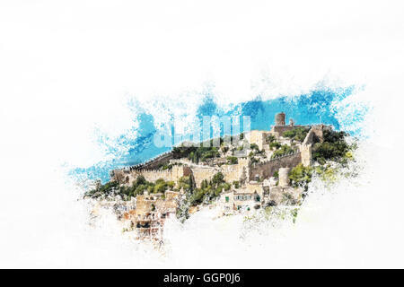 Burg von Capdepera am grünen Hügel in Mallorca Stockfoto