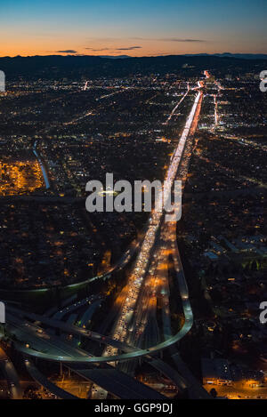 Luftaufnahme des Highway in Los Angeles Stadtbild, Kalifornien, Vereinigte Staaten Stockfoto