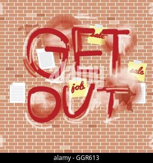 Inschrift Spray auf Brick Wall-Vektor-Illustration Stock Vektor