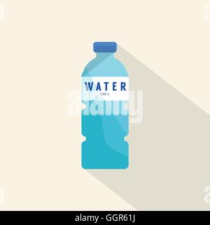 Einzelne Plastikflasche Wasser flach geruhen Vektor-Illustration Stock Vektor
