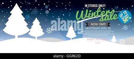 Winter-Konzept 6230 x 255 Pixel Verkauf bis zu 50 Prozent-Vorlage-Vektor-Illustration Stock Vektor