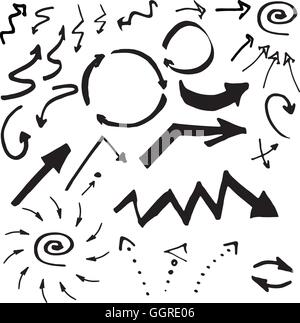Doodle Tinte, von hand gezeichnete Zeiger, Pfeile und andere Zeichen. Vektor-Bild Stock Vektor