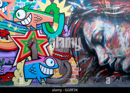 Graffiti auf dem Beco do Batman in Vila Madalena, Sao Paulo, Brasilien