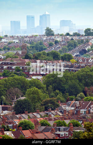 Blick auf London von Alexandra Park in Muswell Hill Stockfoto