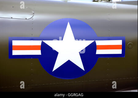 alte Kämpfer mit den Initialen der Luftwaffe USA Nahaufnahme Stockfoto
