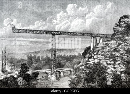 Bau des Viaduc de Rouzat, Viaduc De La Sioule, Département Allier, Region Auvergne-Rhône-Alpes, Frankreich Stockfoto