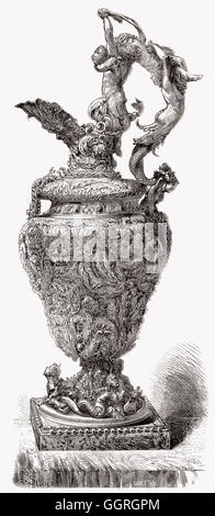 Eine silberne Vase, entworfen von Benvenuto Cellini, eine italienische Goldschmied Stockfoto