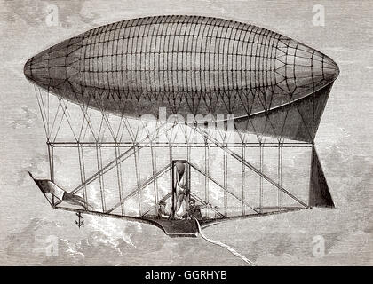 Die schiffbaren Ballon entwickelt von Stanislas Charles Henri Dupuy de Lôme, ein französischer Schiffbauingenieur, 1872 Stockfoto