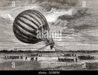 Ungelenkte Ballon-e-Mail-Transport während der Belagerung von Paris 1870-1871 Stockfoto