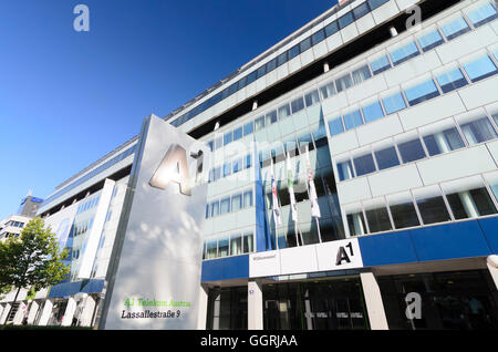 Wien, Wien: Hauptsitz der A1 Telekom Austria AG in Lassallestraße 9, Österreich, Wien, 02. Stockfoto