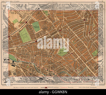 NW-LONDON. Kensal Green Maida Vale Kilburn Queens Park South Hampstead, 1932 Karte Stockfoto