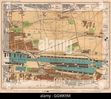 E LONDON. North Woolwich Silvertown Beckton Plaistow East Ham, 1932 alte Karte Stockfoto