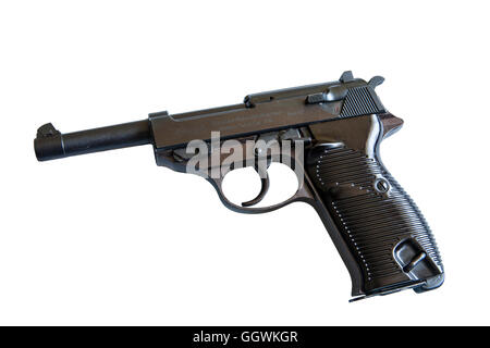 Walther P 38 auf weiß, Ausschneiden Stockfoto