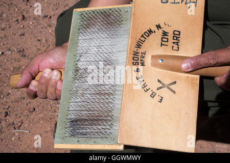 Ganado, Arizona - ein Schaf, Wolle und Werkstatt für Weberei am Hubbell Trading Post auf der Navajo-Nation. Stockfoto