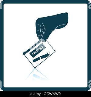 Hand hält Beweise Tasche Symbol. Schatten-Reflexion-Design. Vektor-Illustration. Stock Vektor
