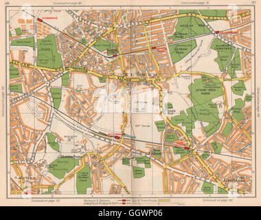 SE LONDON. Mottingham Eltham Grove Park Longlands neue Eltham, 1938 Vintage Karte Stockfoto