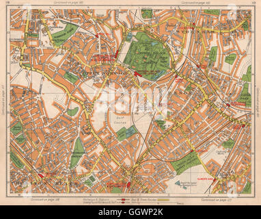 S LONDON. Oberen/South Norwood Sydenham Thornton Heath Anerley Geld, 1938 Karte Stockfoto