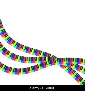 isolierte Klaviertastatur in Regenbogenfarben Stockfoto