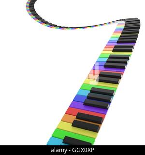 isolierte Klaviertastatur in Regenbogenfarben Stockfoto