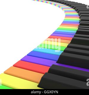 isolierte Klaviertastatur in Regenbogenfarben Stockfoto