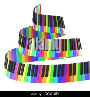 isolierte Klaviertastatur in Regenbogenfarben Stockfoto
