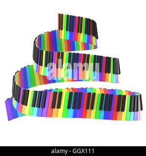 isolierte Klaviertastatur in Regenbogenfarben Stockfoto