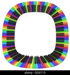 isolierte Klaviertastatur in Regenbogenfarben Stockfoto