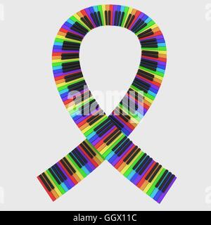 isolierte Klaviertastatur in Regenbogenfarben Stockfoto