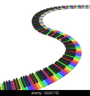 isolierte Klaviertastatur in Regenbogenfarben Stockfoto