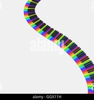 isolierte Klaviertastatur in Regenbogenfarben Stockfoto