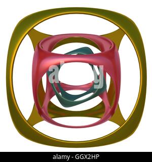 abstrakte Wireframe geometrische Figur, bestehend aus drei Stücken Stockfoto