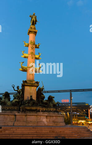 Wien, Wien: Praterstern mit Admiral Wilhelm von Tegetthoff, Österreich, Wien, 02-Denkmal. Stockfoto