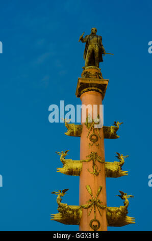 Wien, Wien: Praterstern mit Admiral Wilhelm von Tegetthoff, Österreich, Wien, 02-Denkmal. Stockfoto