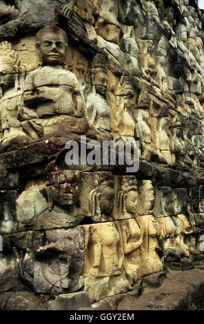 Terrasse der Elefanten in der antiken Stadt Angkor Thom in Angkor Wat. Siem Reap, Kambodscha. Stockfoto