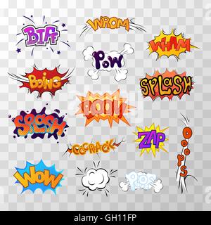 Große Reihe von hellen Multi farbige Comic-Sound-Effekte Stock Vektor
