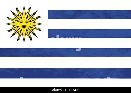 Wahren Proportionen Uruguay-Flagge mit Textur Stock Vektor