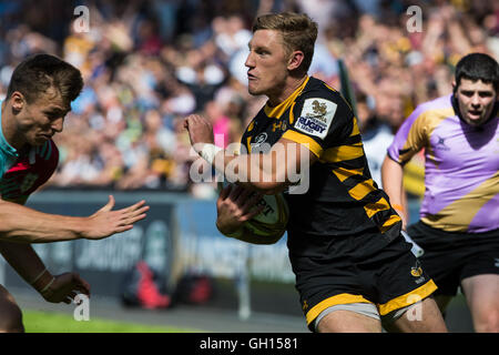 Ricoh Arena in Coventry, UK. 7. August 2016. Singha Premiership 7 s Rugby. Finaltag. Wespen im Zentrum Josh Bassett. © Aktion Plus Sport/Alamy Live-Nachrichten Stockfoto