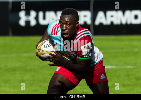 Ricoh Arena in Coventry, UK. 7. August 2016. Singha Premiership 7 s Rugby. Finaltag. Harlekine Hooker Gabriel Ibitoye. © Aktion Plus Sport/Alamy Live-Nachrichten Stockfoto