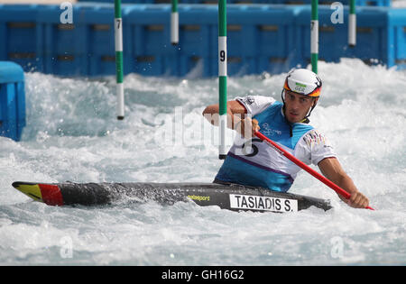 Sideris Tasiadis Deutschland konkurriert im Kanu Single Männer Vorlauf der Kanu-Slalom-Veranstaltung während der Rio 2016 Olympischen Spiele Whitewater Stadium, Rio De Janeiro, Brasilien am 7. August 2016. Foto: Friso Gentsch/dpa Stockfoto