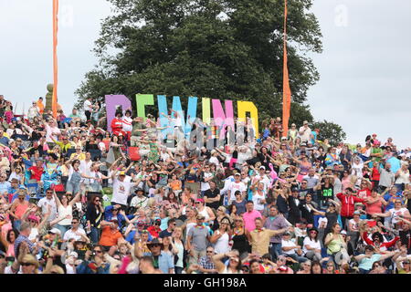 Siddington, Cheshire, UK. 7. August 2016. Fans im Rücklauf Festival Nord in Capesthorne Hall, in der Nähe von Macclesfield. Stockfoto