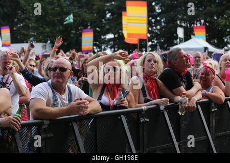 Siddington, Cheshire, UK. 7. August 2016. Fans im Rücklauf Festival Nord in Capesthorne Hall, in der Nähe von Macclesfield. Stockfoto