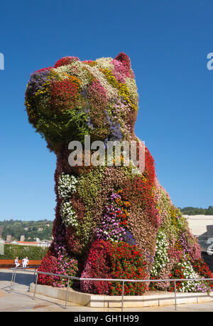 Jeff Koons 'Puppy' - das Maskottchen des Guggenheim-Museums Bilbao Spanien Stockfoto