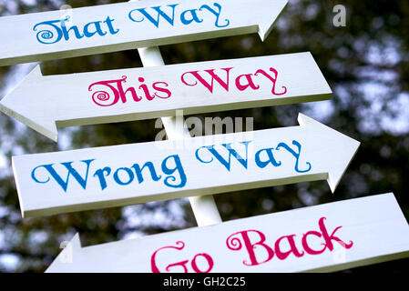 Konzeptionelle Hinweisschilder Stockfoto