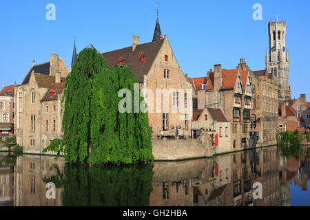 Der Groenerei-Canal (am meisten fotografierten Ansicht) in Brügge, Belgien Stockfoto