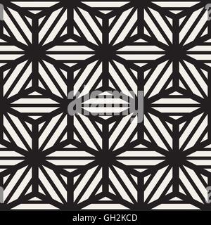 Vektor nahtlose Black And White Cube Linien Gittermuster Stock Vektor
