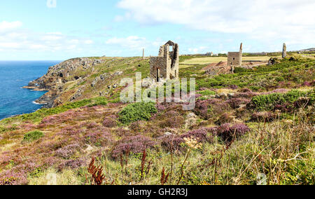 Wheal Edward Mine Zinn und Kupfer mine Maschinenhaus auf Botallack Cornwall England UK Stockfoto