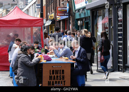 Essensstände, untere Marsh, Waterloo, Großbritannien Stockfoto