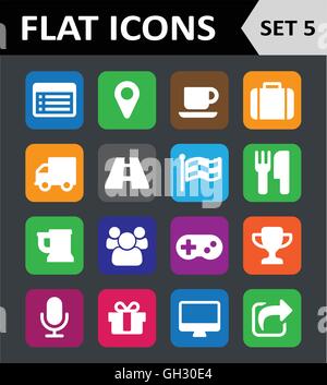 Universelle bunte flache Icons. Set 5. Stock Vektor
