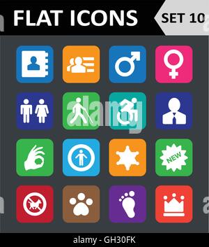 Universelle bunte flache Icons. Set 10. Stock Vektor